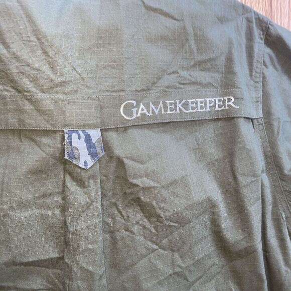 Gamekeeper Men M Army Green Short Sleeve Button-Up Shirt Ripstop Camo Highlights - Picture 9 of 9